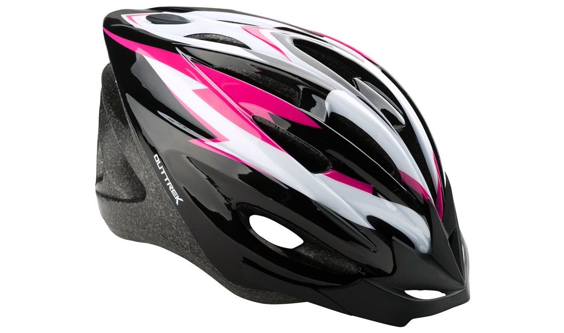 Cykelhjelm sort/pink/hvid medium 55-58