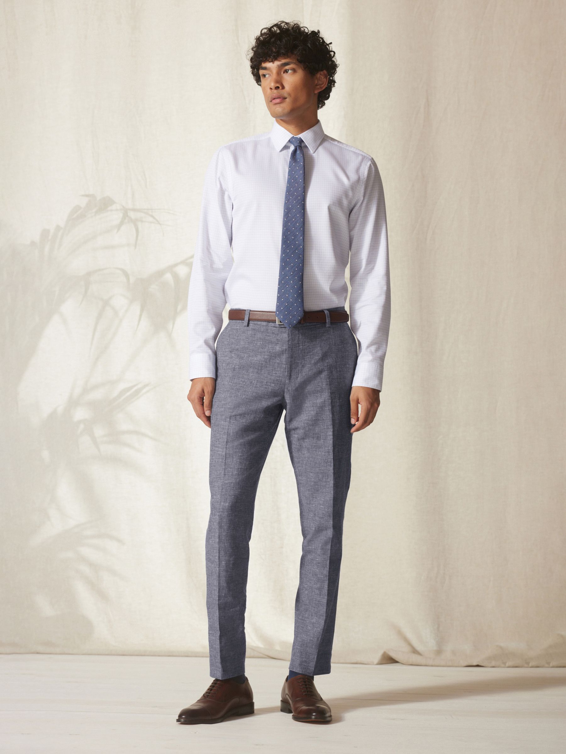 Blauw - Slim-fit kostuum van linnemix: broek
