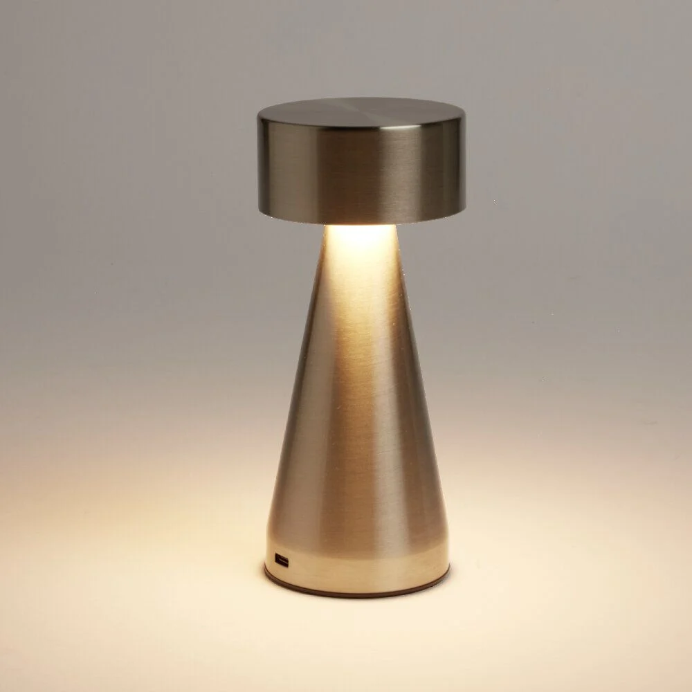 Lampe de table Squari USB tactile gris argenté Ø9,5xH22,5cm