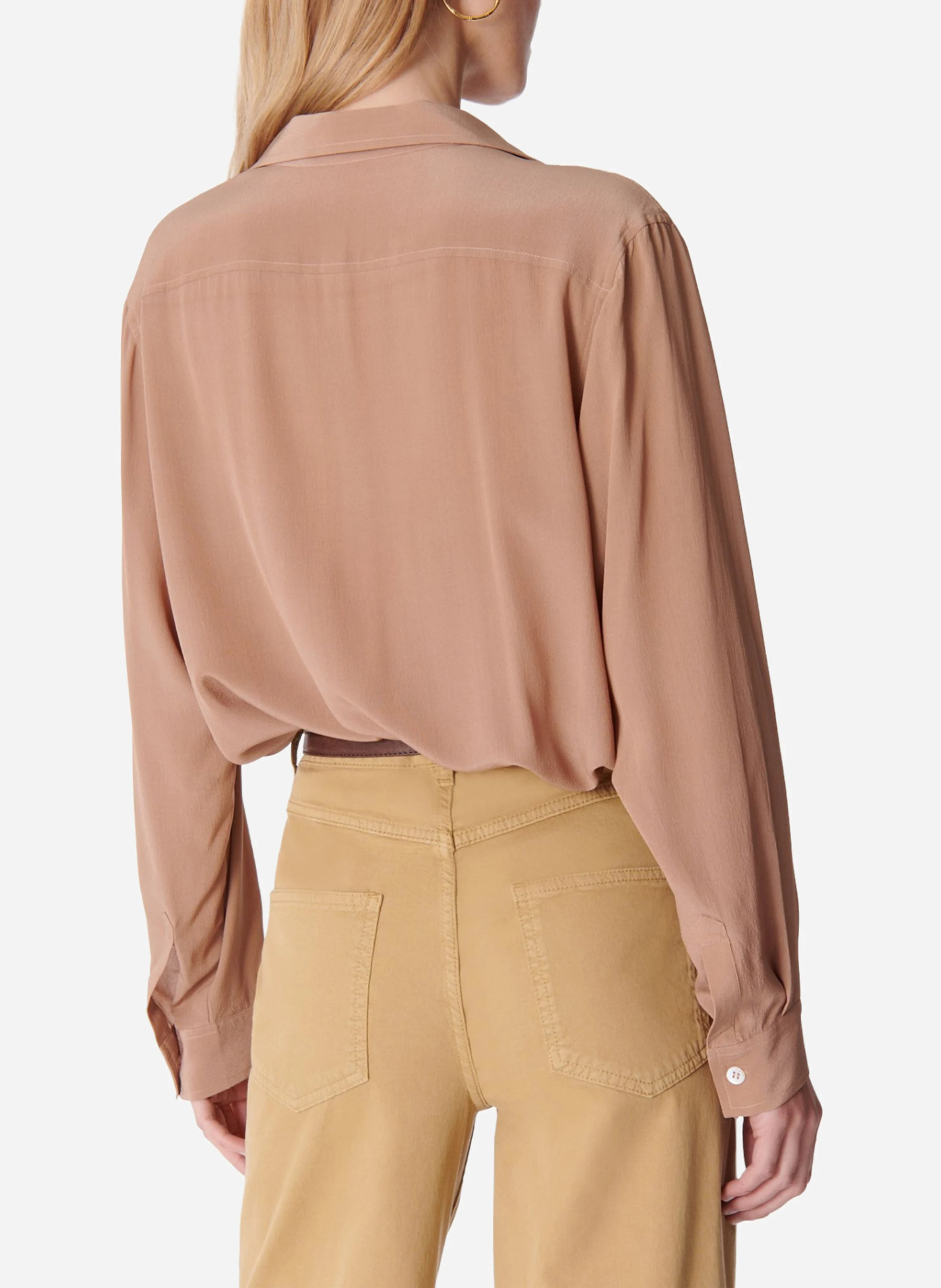 DIM - Chemise fluide avec poches en soie | Marron