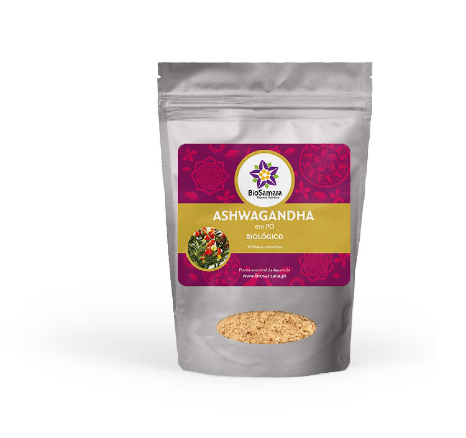 Pó de raiz de Ashwagandha Biosamara 250g