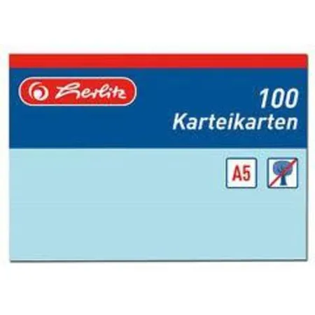Herlitz Karteikarten A5 blau 100 Stück liniert
