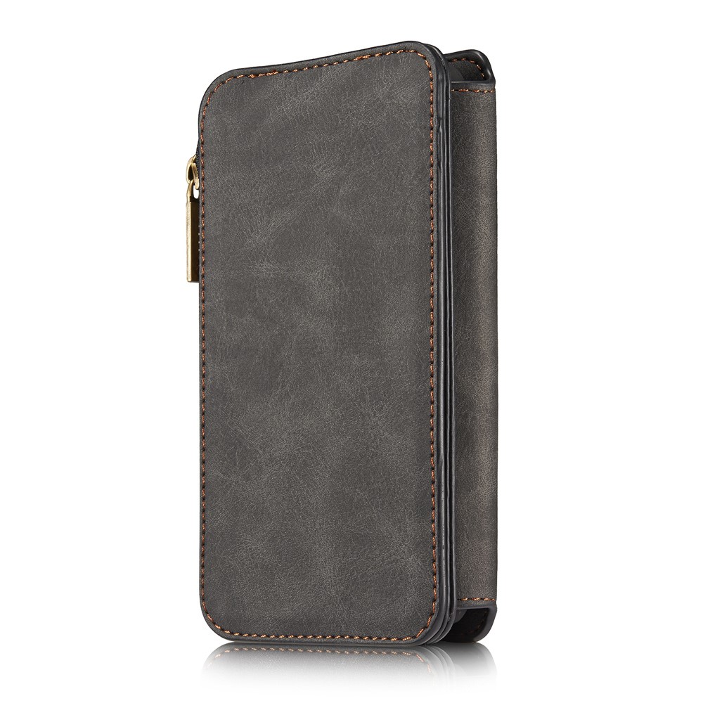 iPhone SE (2022/2020) / 8 / 7 3in1 Leder Tasche   Magnet Hardcase und Karten Etui (Vertikal Ausklappbar) - Schwarz