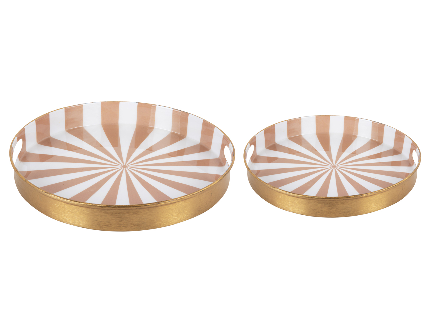 Tray set Candy Swirl enamel soft brown & white, Set of 2pcs