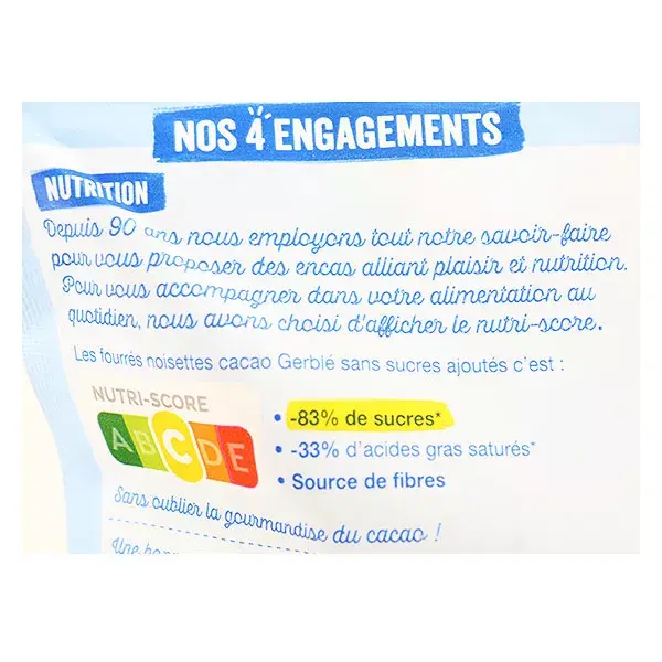 Biscoitos Gerblé recheados com avelã e cacau, sem adição de açúcar, 180g