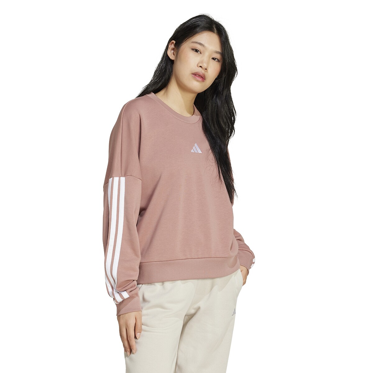 ADIDAS SPORTSWEAR<br>Suéter de gola redonda Essentials com 3 listras