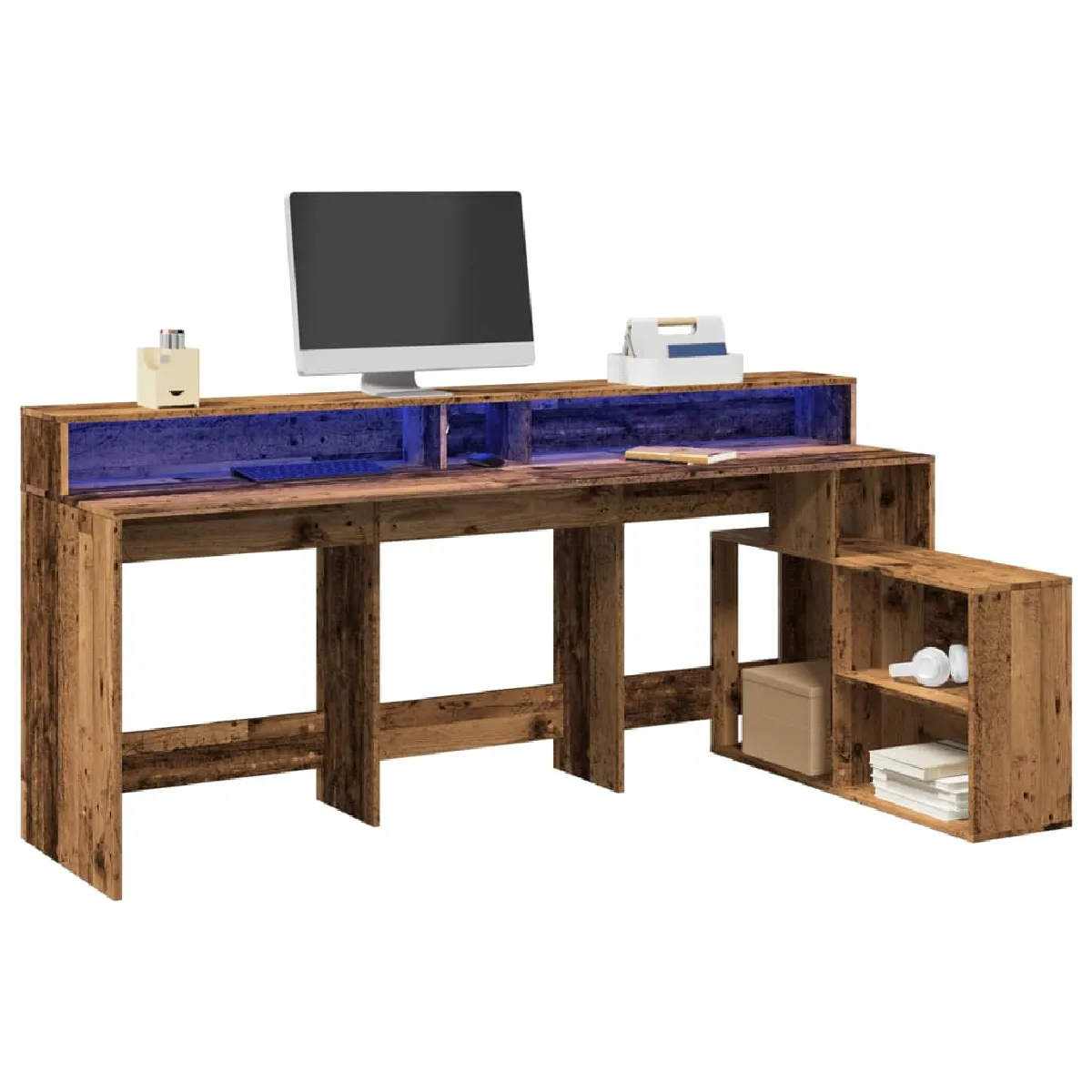 vidaXL Bureau LED - Bois ingénierie