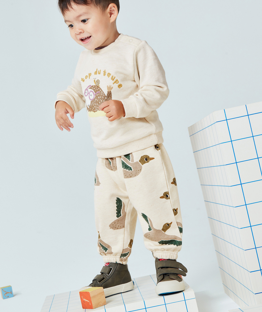 JOGGING BÉBÉ GARÇON EN FIBRES RECYCLÉES IMPRIMÉ AVEC OISEAUX