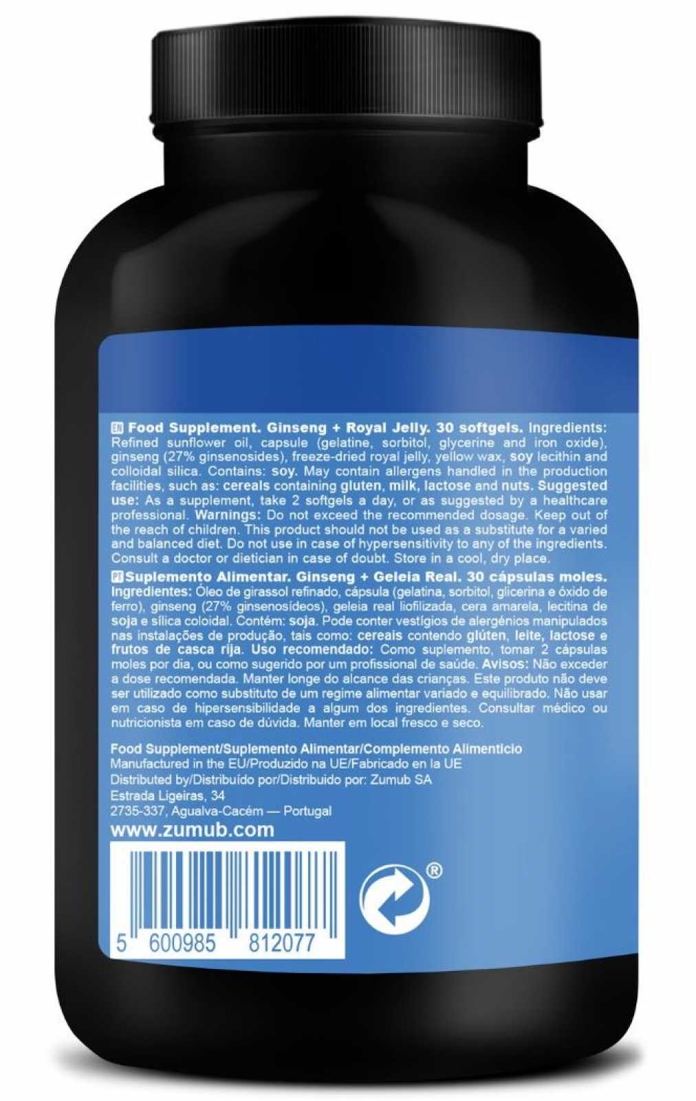 Zumub Ginseng + Jalea Real 30 cápsulas moles