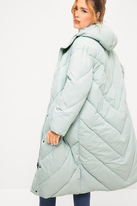Steppmantel, oversized, Kapuze, Langarm