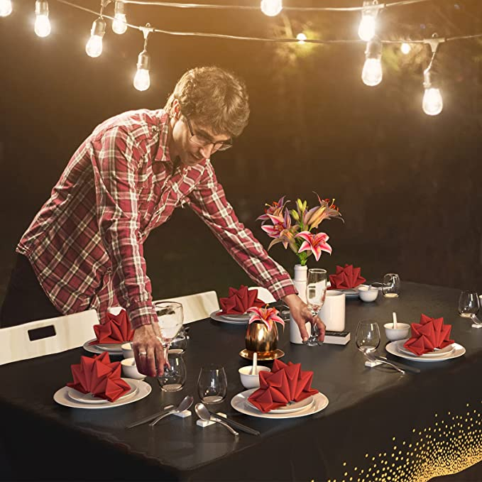(270x135cm) Deko Tischdecke Party Dekoration Tisch Tuch Punkte Design - Schwarz / Gold
