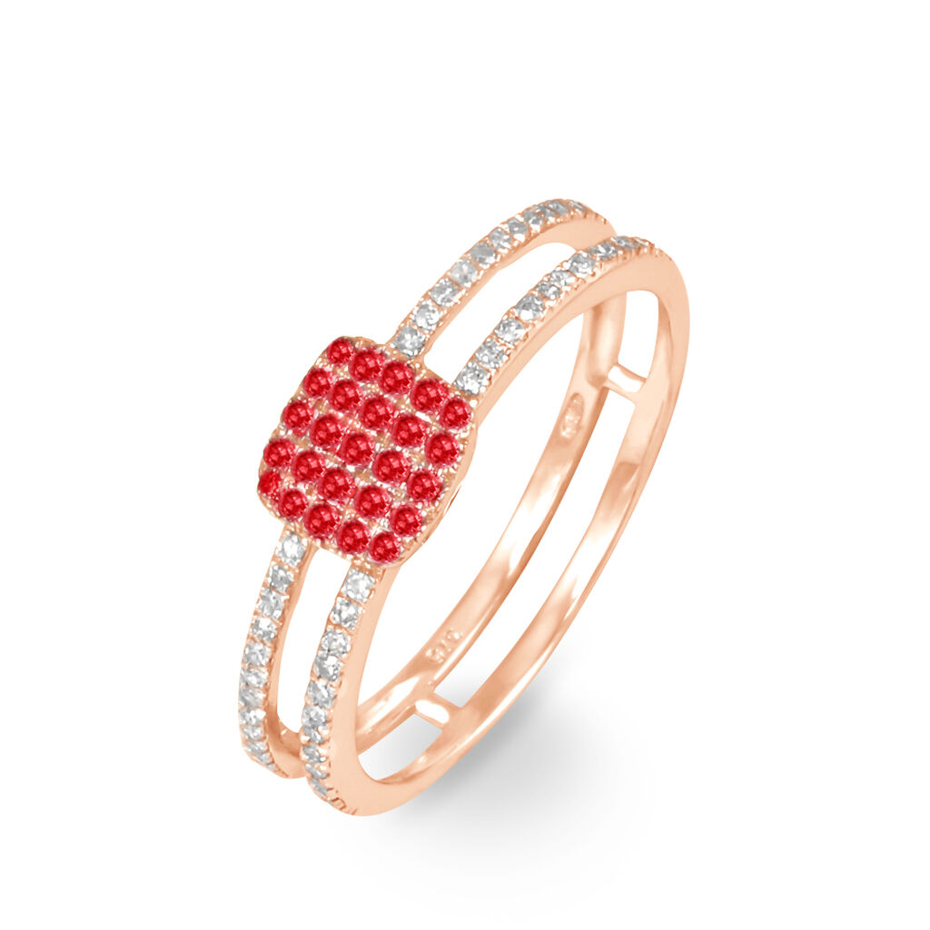 Bague Aude Or Rose Rubis Et Diamant