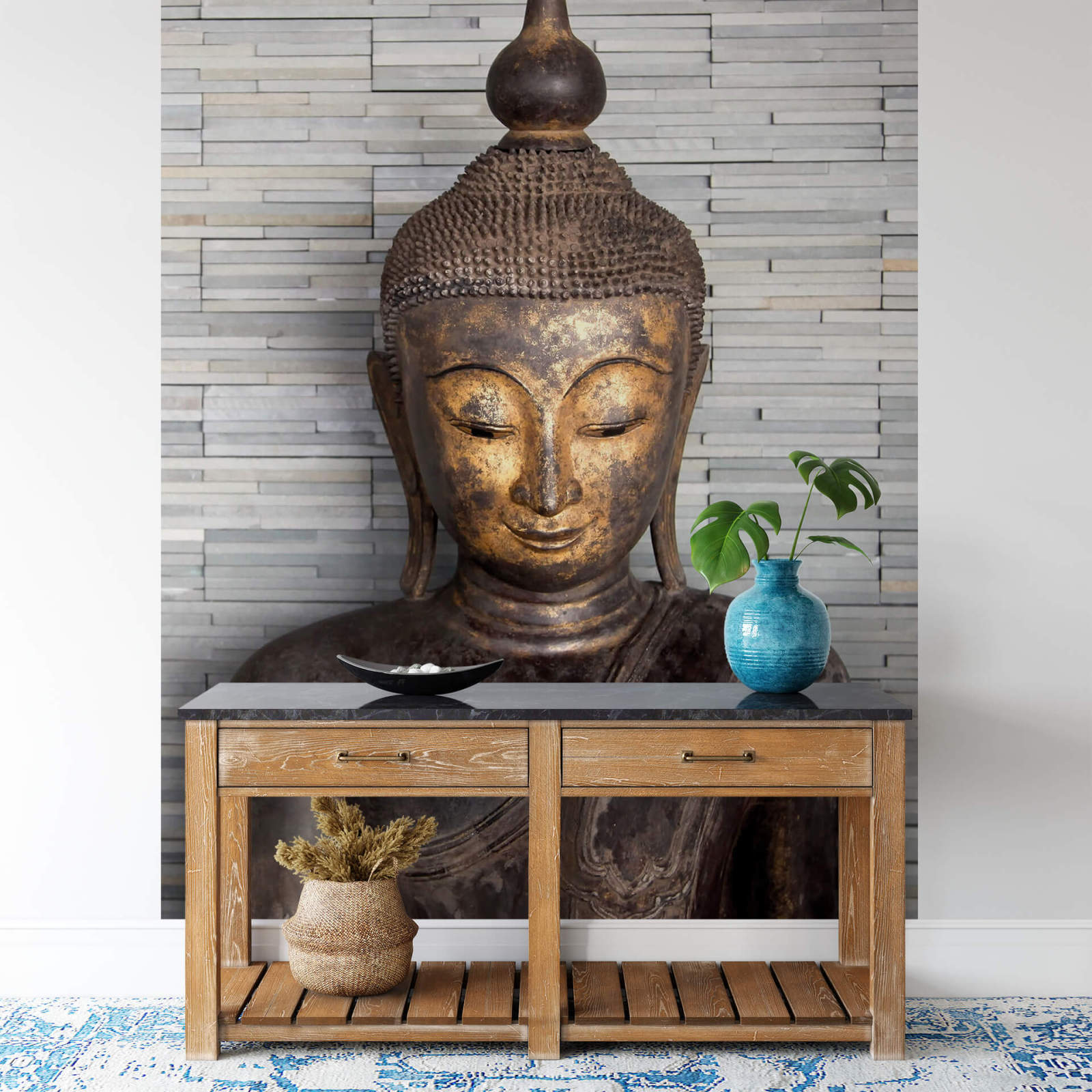 Fototapete DESIGNWALLS 2.0 - braun-grau - Buddha - 2,6 Meter