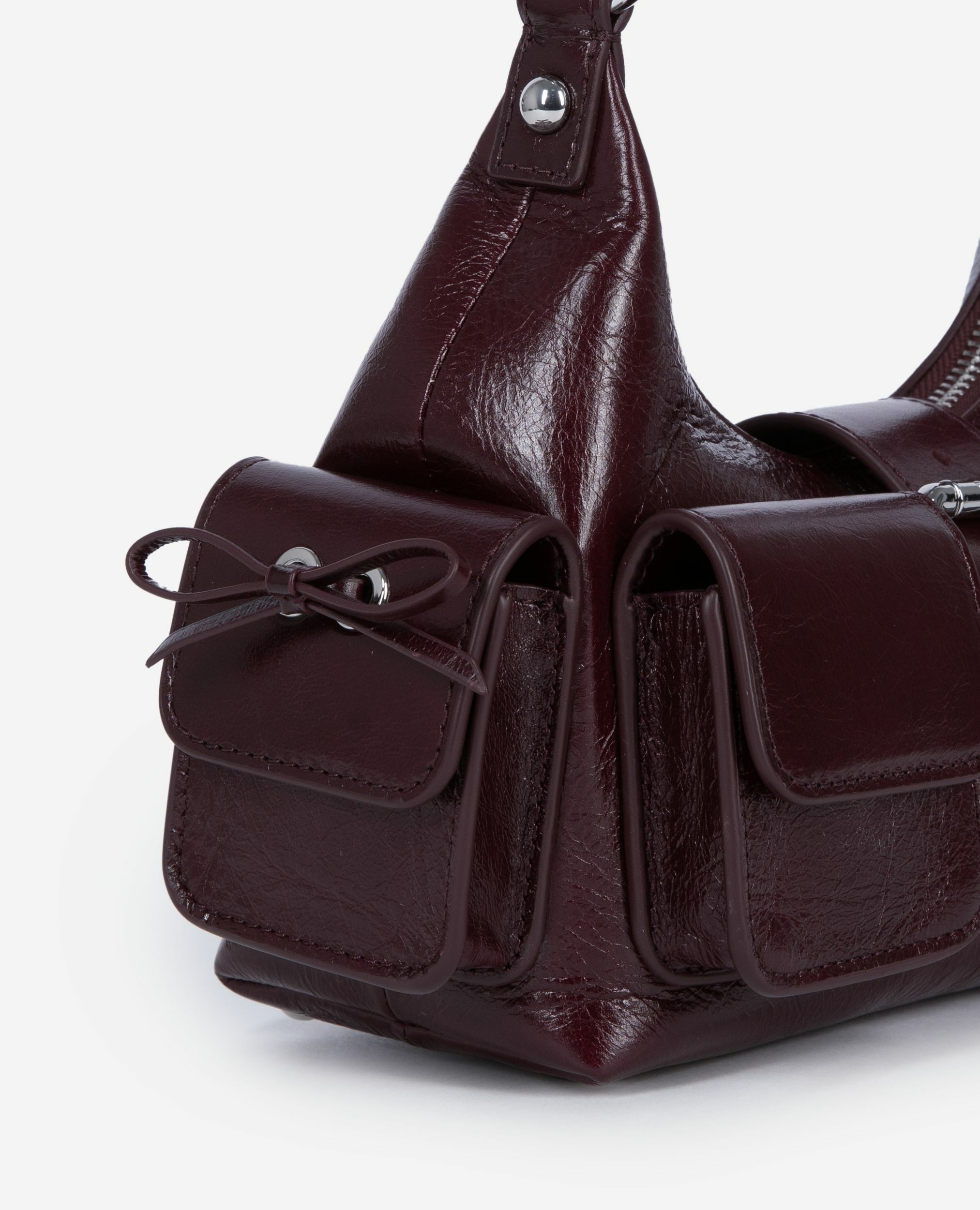 Sac Amelia small en cuir craquelé bordeaux