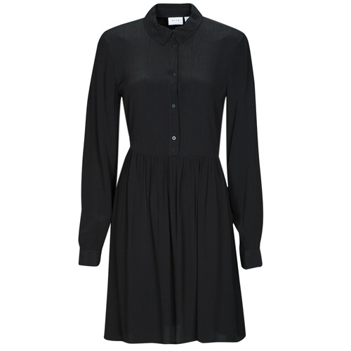 Vila - VIFINI L/S SHIRT DRESS/SU - Noir