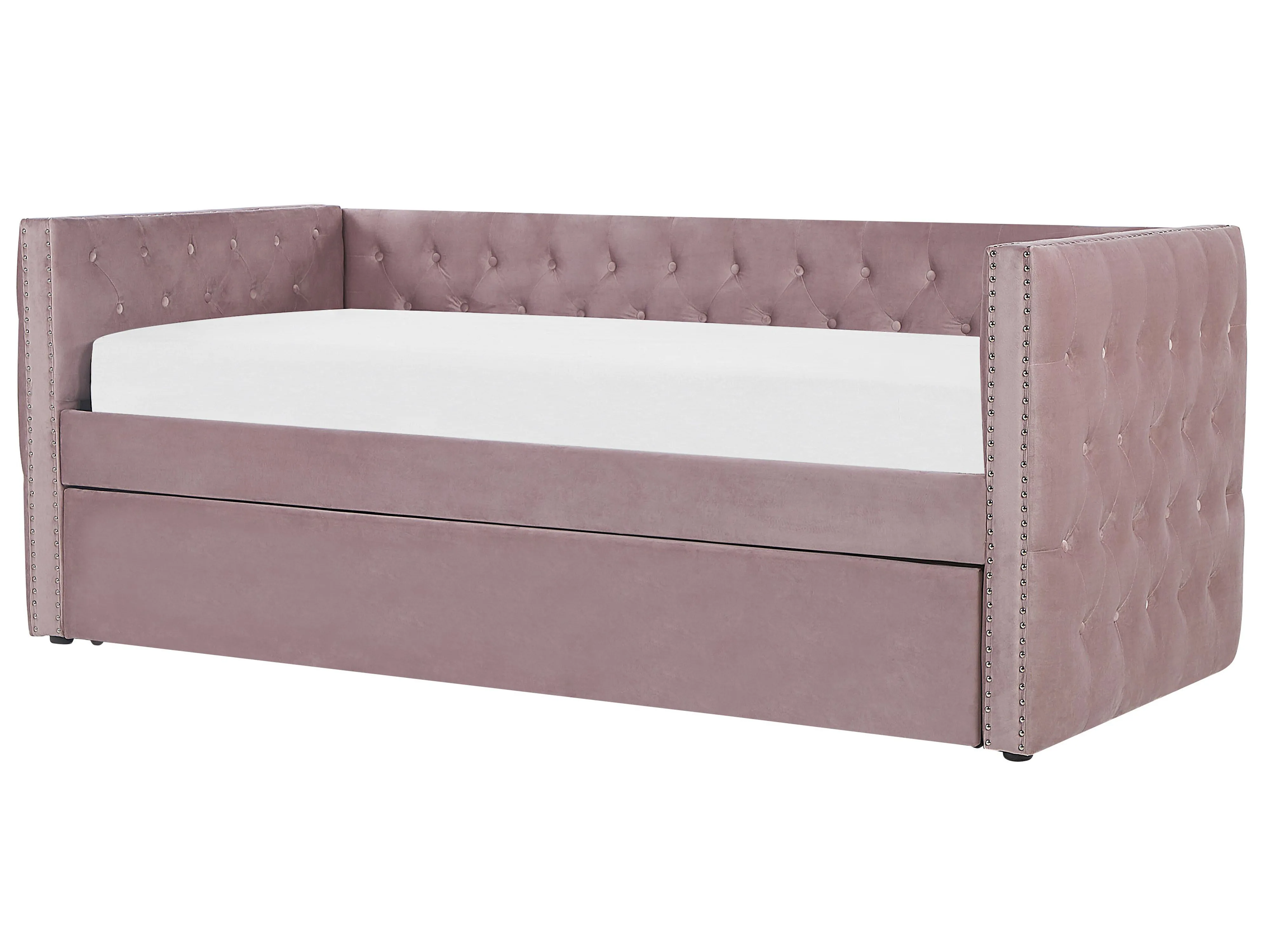 Onderschuifbed Fluweel GASSIN 90 x 200 cm Roze
