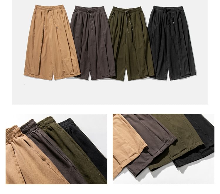 Orungeetun - Effen cropped broek met wijde pijpen en trekkoordtaille