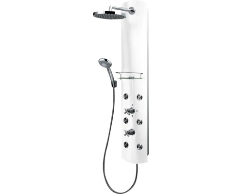 Douchepaneel inclusief thermostaat Schulte DuschMaster met kruisgrepen aluminium/wit D9676 04
