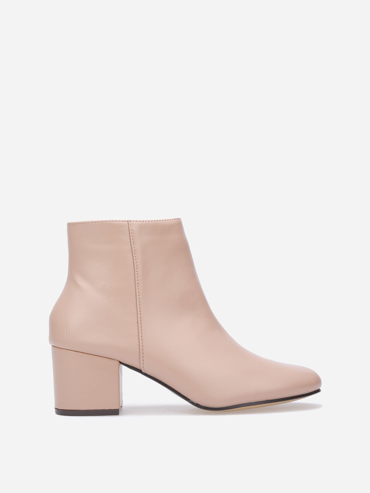 Bottines à talon et bout rond- Taupe