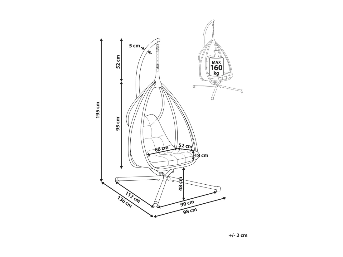 Fauteuil suspendu avec support gris foncé AVEGNO