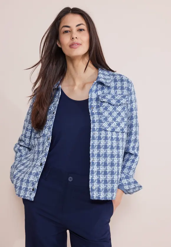 Kurze Bouclé Jacke - high blue