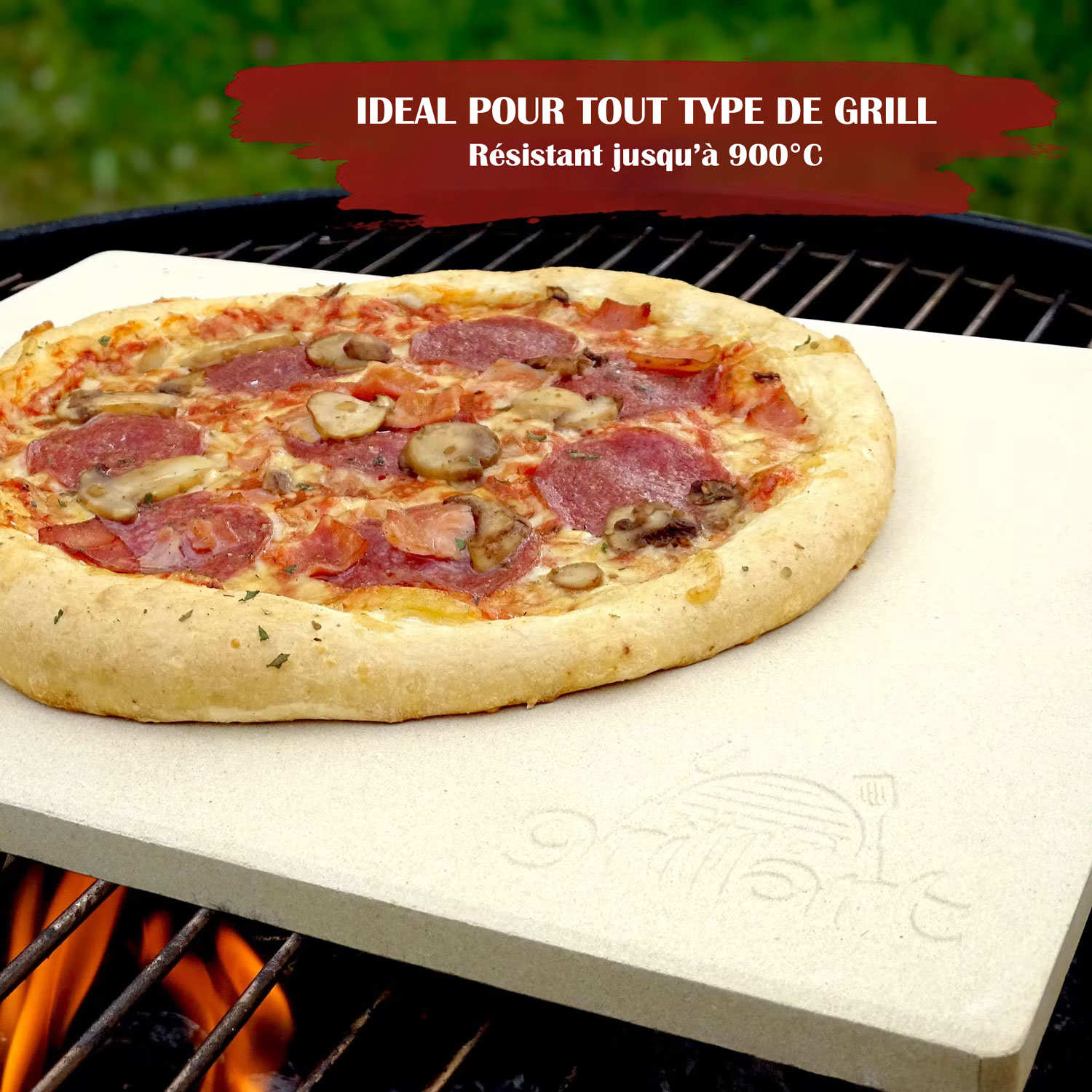 Set à pizza premium : pierre de cuisson rectangulaire et pelle