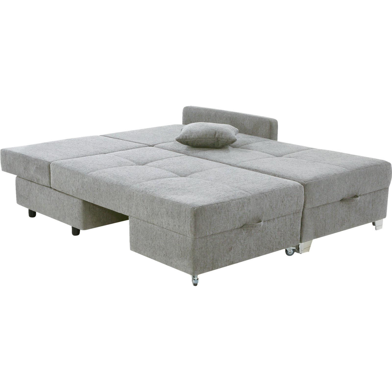 Ecksofa Giro Stoff Chenille grau mit Dreh-Schwenk-Ottomane