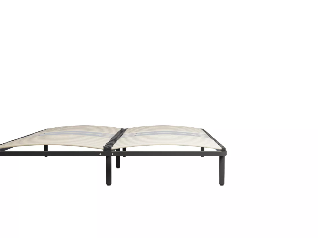 Cadre à lattes en bois 140x200 cm – cadre en acier et lattes en bois – 7 pieds hauteur 25cm – renfort lombaire
