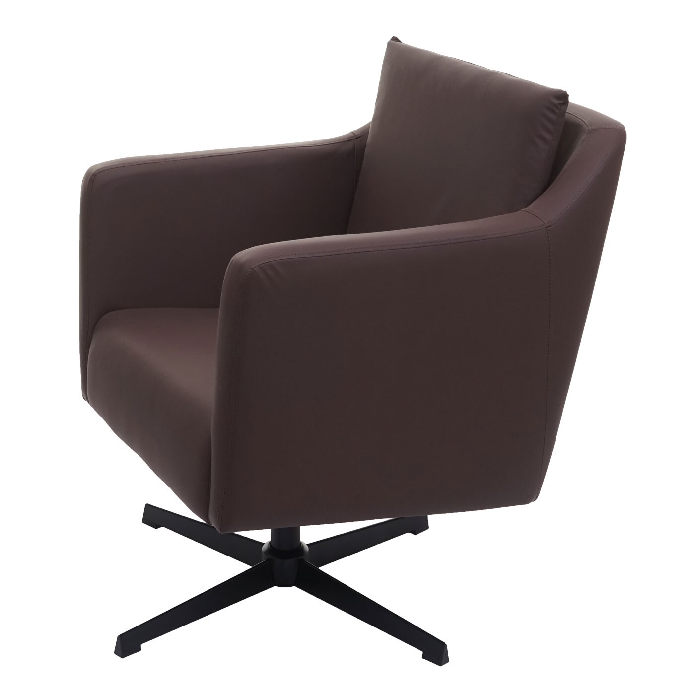 Lounge-Sessel MCW-H93b, Sessel Cocktailsessel Relaxsessel mit Fußkreuz, drehbar ~ Kunstleder braun