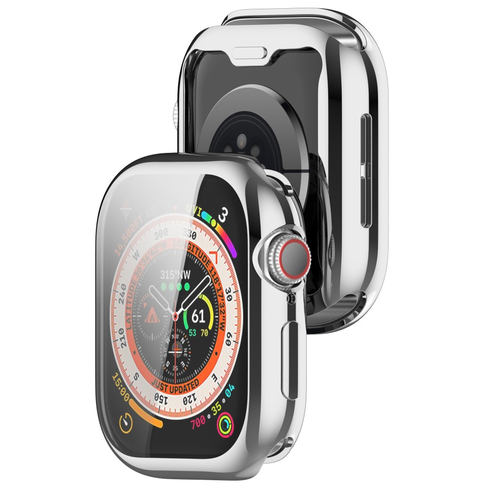 Apple Watch (42 mm) Galvanisierte Gummi Bumper Hülle mit Displayschutz - Silber