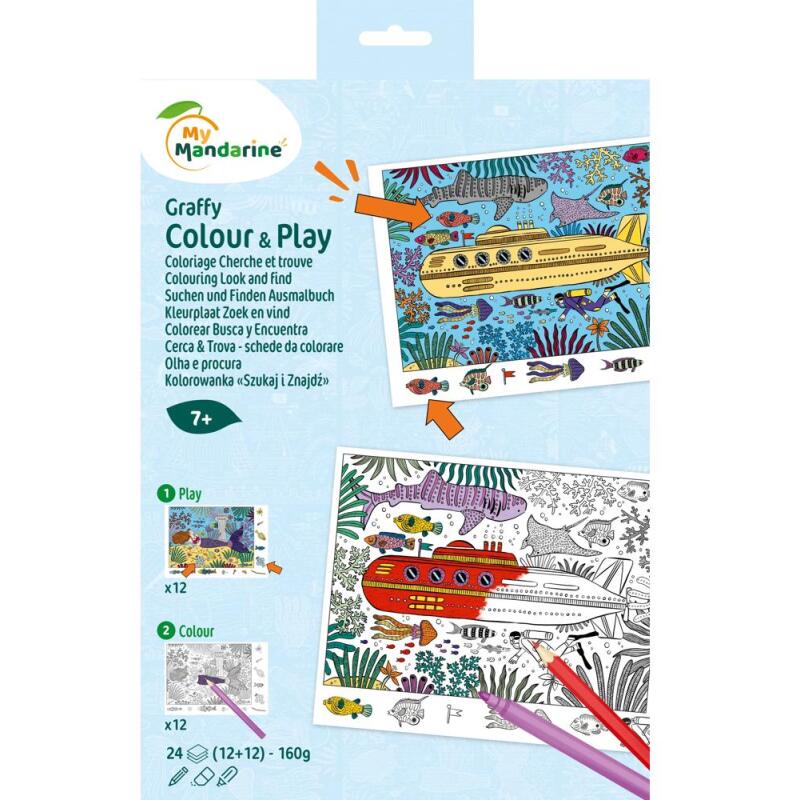 Graffy Colour & Play Cherche et trouve, Mer - Bleu