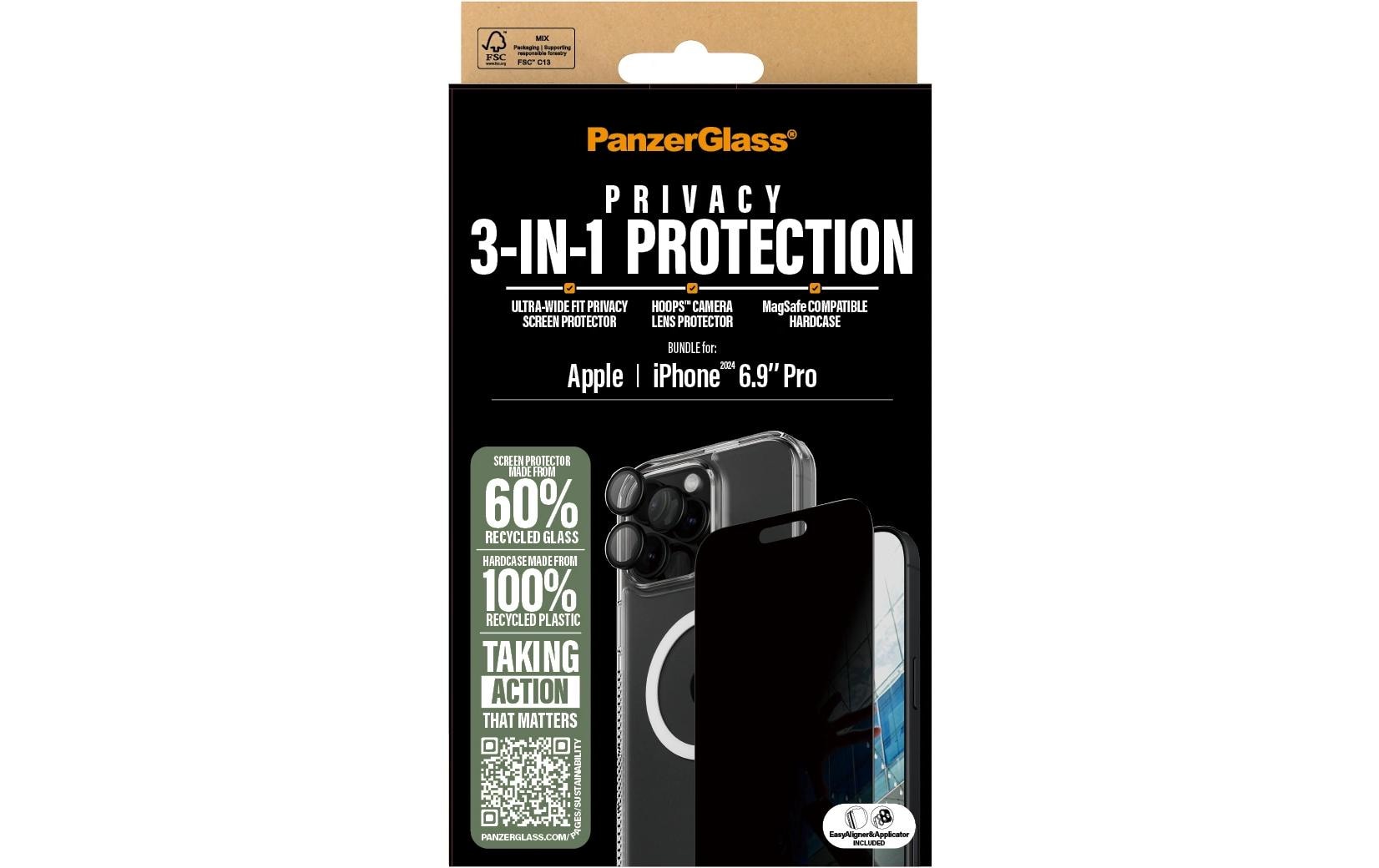 Displayschutz 3-in-1 Privacy iPhone 16 Pro MaxPrivacy Set 3-in-1 für das Apple iPhone 16 Pro Max