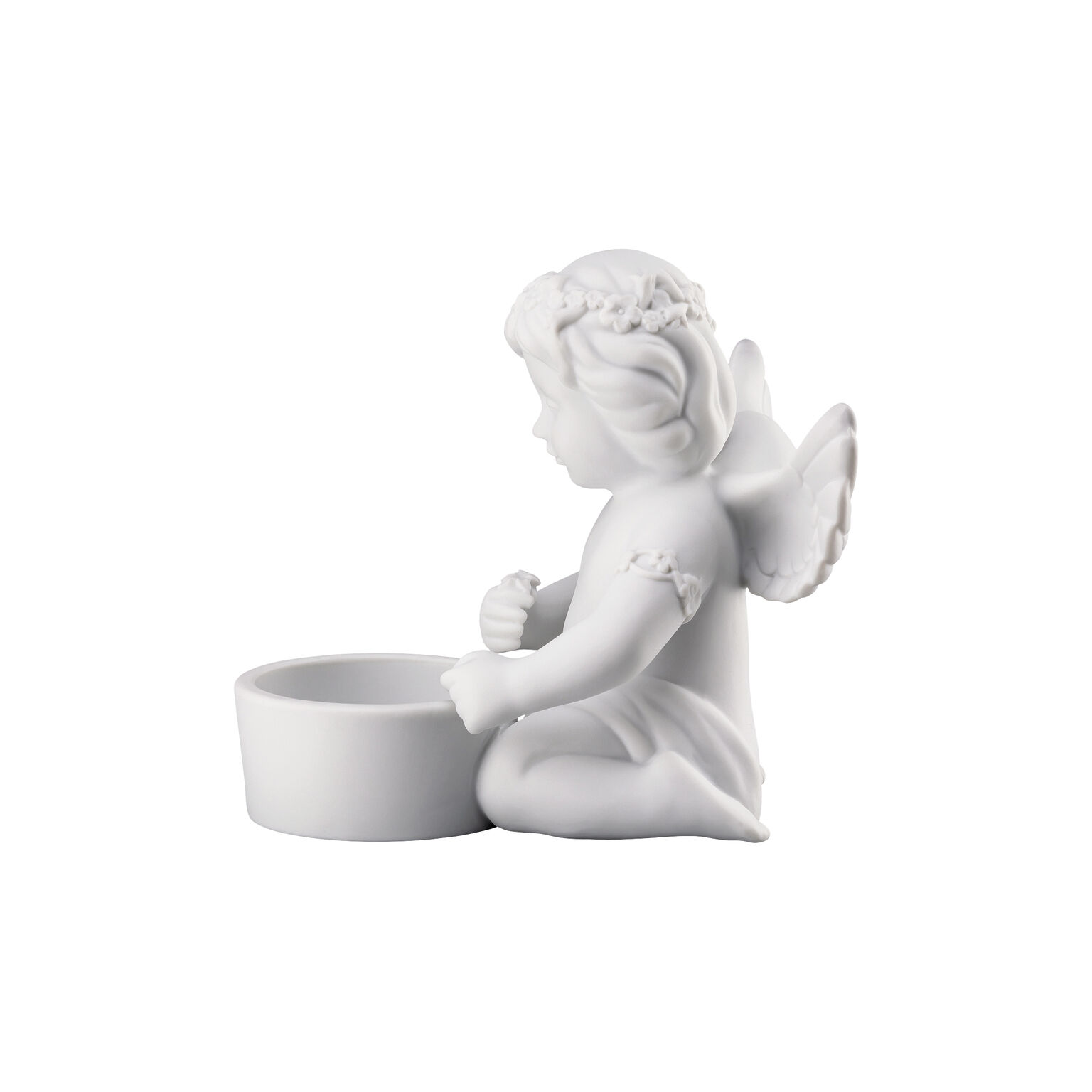 Angels Weiss matt Engel mit Blumenkranz