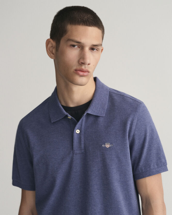 Gant REG SHIELD SS PIQUE POLO Dark jeansblue melange