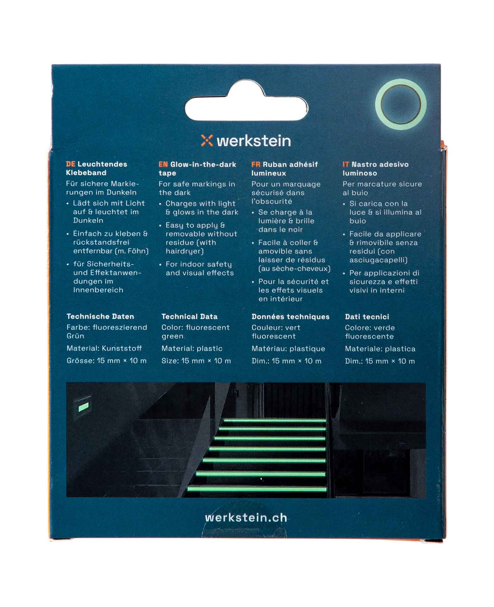 (15mmx10m) Leuchtendes Klebeband Fluoreszierendes Markierband Treppe / Lichtschalter / Bühne