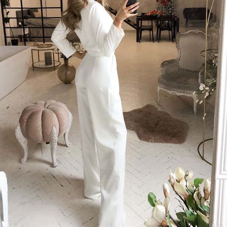 Grizelda - Jumpsuit met lange mouwen en V-hals