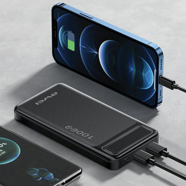 (2.1A) 10000mAh Dual USB A Power Bank Ladegerät   LED Anzeige (P5K) - Schwarz