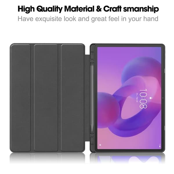 For Lenovo Idea Tab Pro Case Tri-Fold stativdeksel med penneholder - Grå