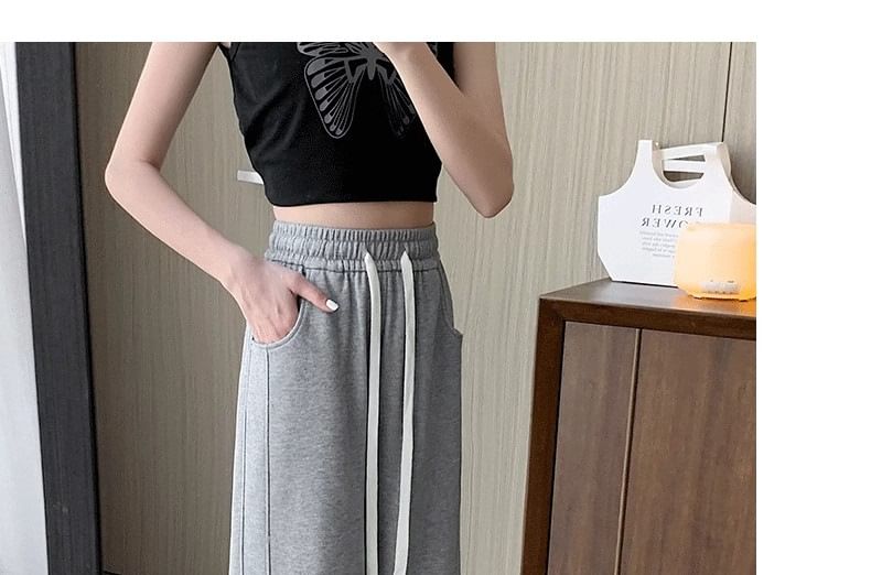 Horrysonie - Elastische taille, effen, wijde joggingbroek