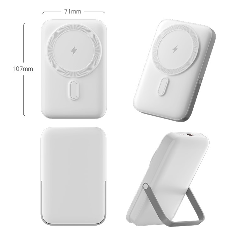 (20W) 10000mAh Magnetische MagSafe Powerbank USB C Power Delivery Ladegerät   Kickstand - Weiss