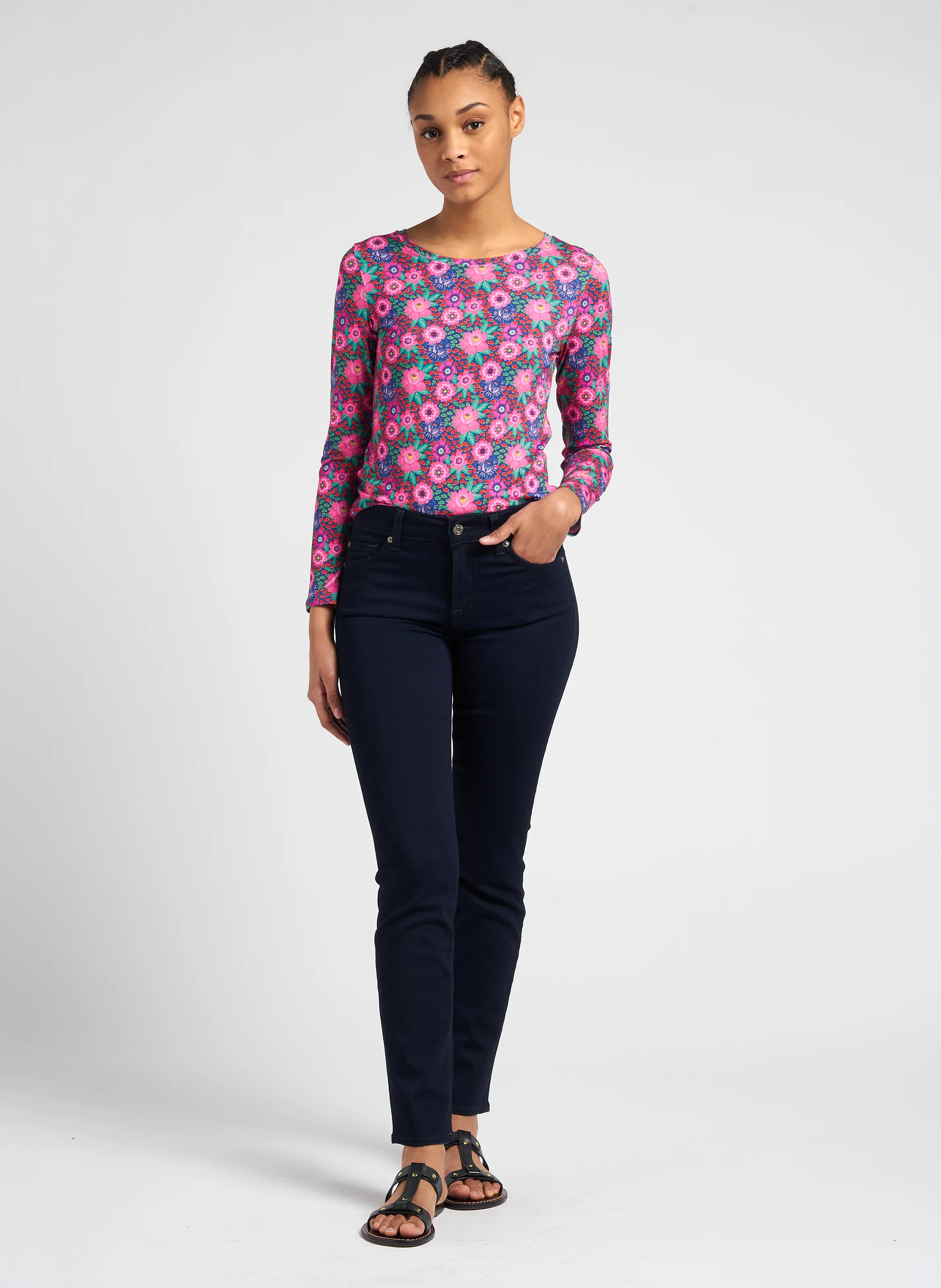 ROXANNE MAJESTY - Jean slim taille mi-haute en coton mélangé| Bleu