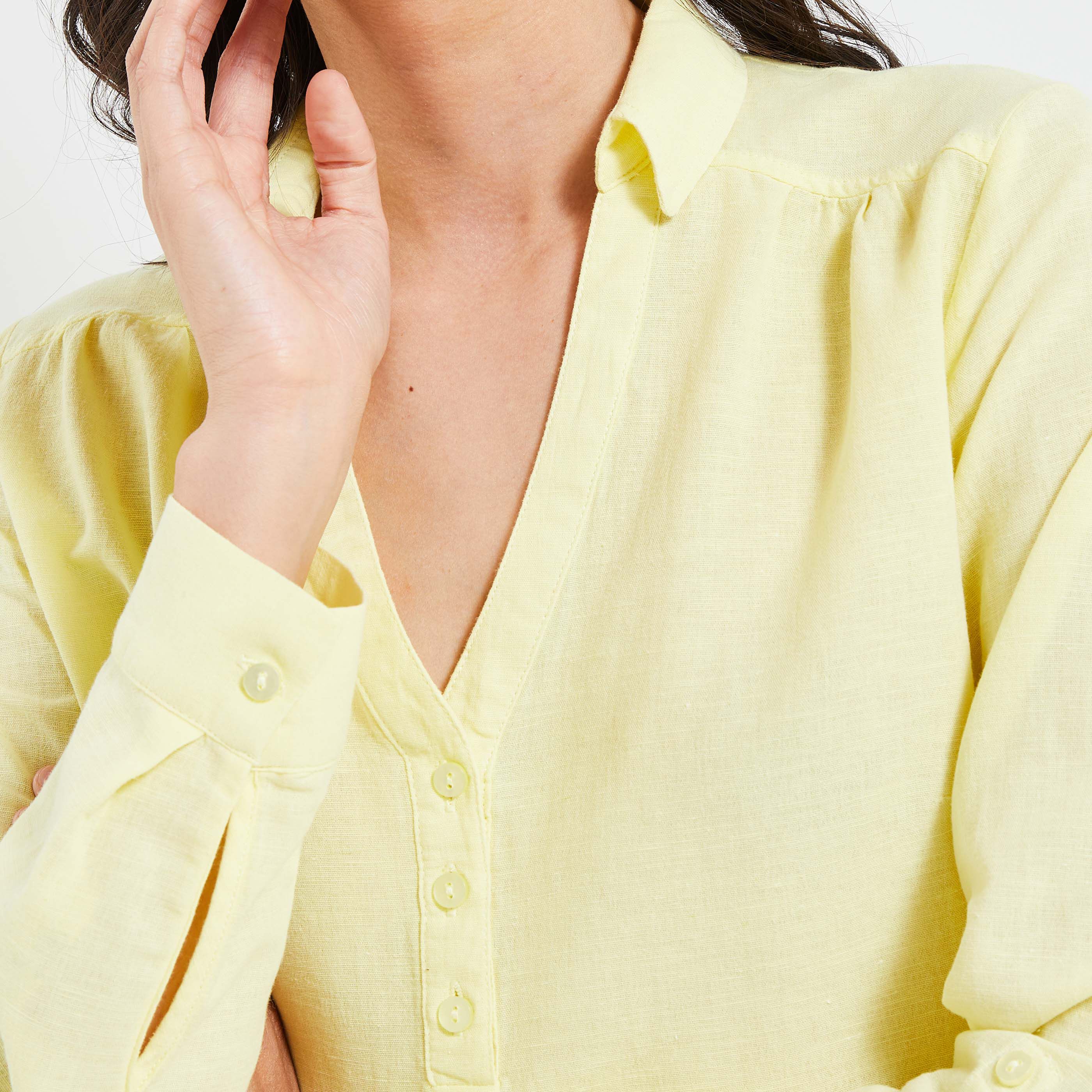 Blouse manches longues femme - JAUNE