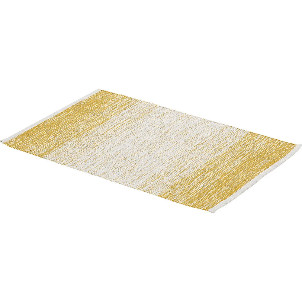 Tapis rectangulaire dégradé rayure blanche et jaune moutarde