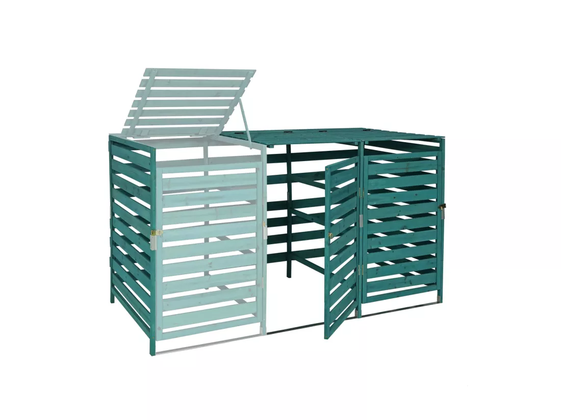 Cache-poubelle MCW-H62 pour 2 ou 4 poubelles, vert foncé