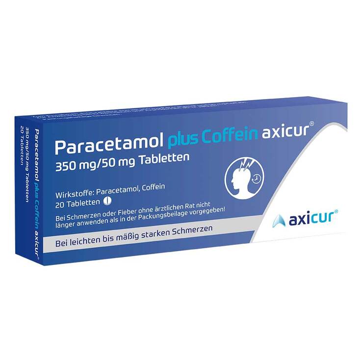 Paracetamol plus Coffein axicur® 350 mg/50 mg Tabletten, 20 St