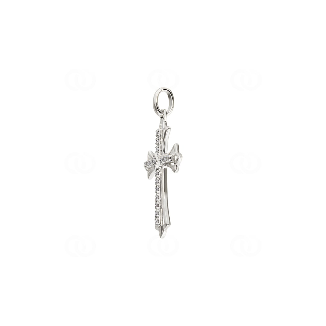 Kreuzanhänger 750/18 K Weissgold mit Diamanten 0.05 ct H/si