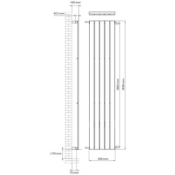 Haceka designradiator Negev blauw 715 Watt 184x34 cm