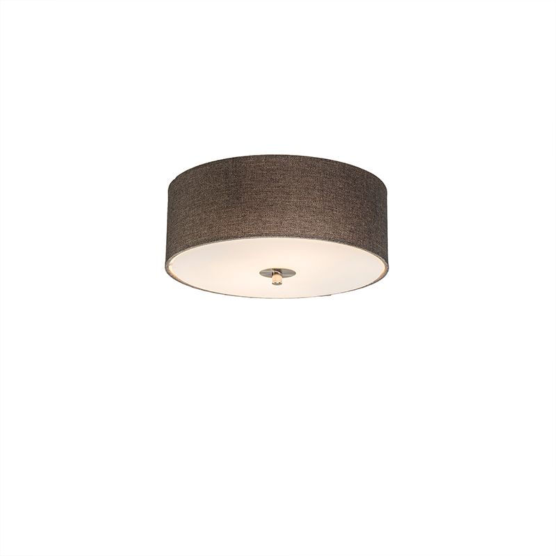 Landelijke plafondlamp taupe 30 cm - Drum Jute