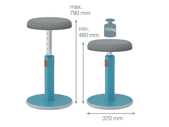 Leitz Ergo Cosy Active Sidde-stå balancestol 2-i-1 blå - højdejustering 46-79 cm