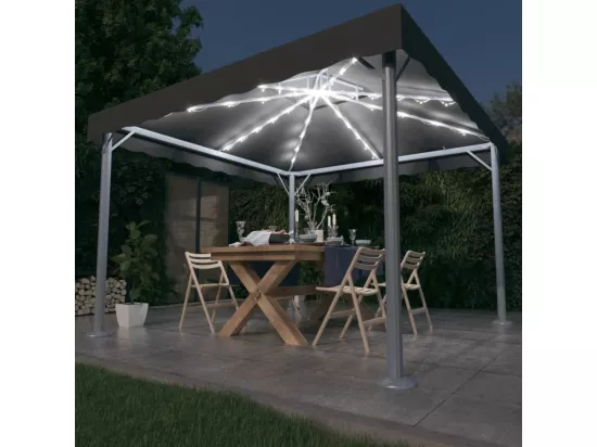 Tonnelle avec guirlande lumineuse LED 300x300 cm Anthracite